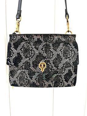 Fossil Stevie Small Leather Crossbody in Silver Metallic leather, NWOT